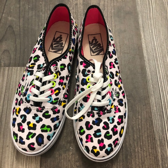 Vans Shoes - Vans Neon White Lo Leopard Print Sneakers 7.5
